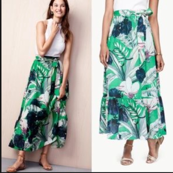 palm leaf maxi skirt
